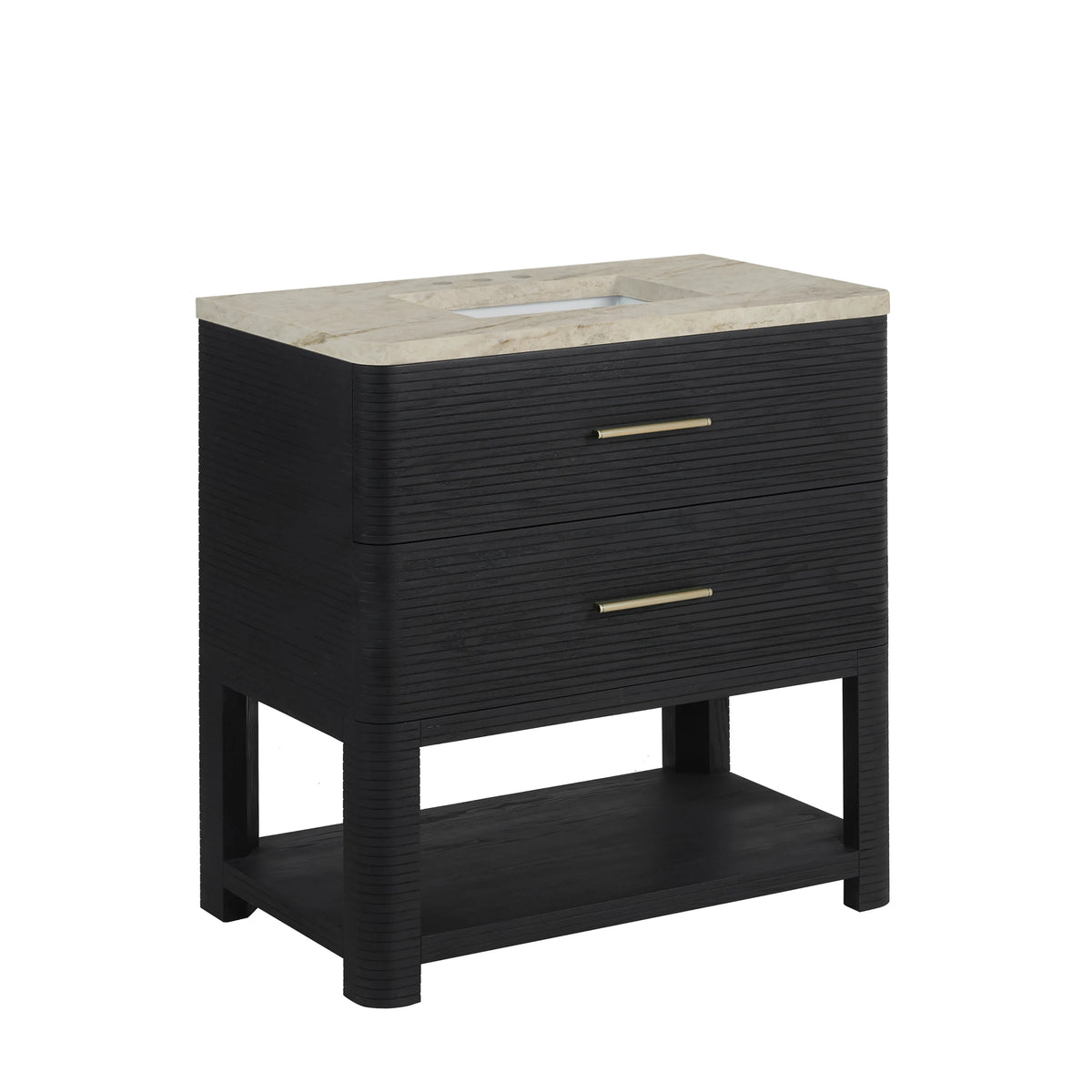 Lucian 36" Single Vanity, Carbon Oak, w/ 3 CM Tajnar Eclos Widespread Top, view 6