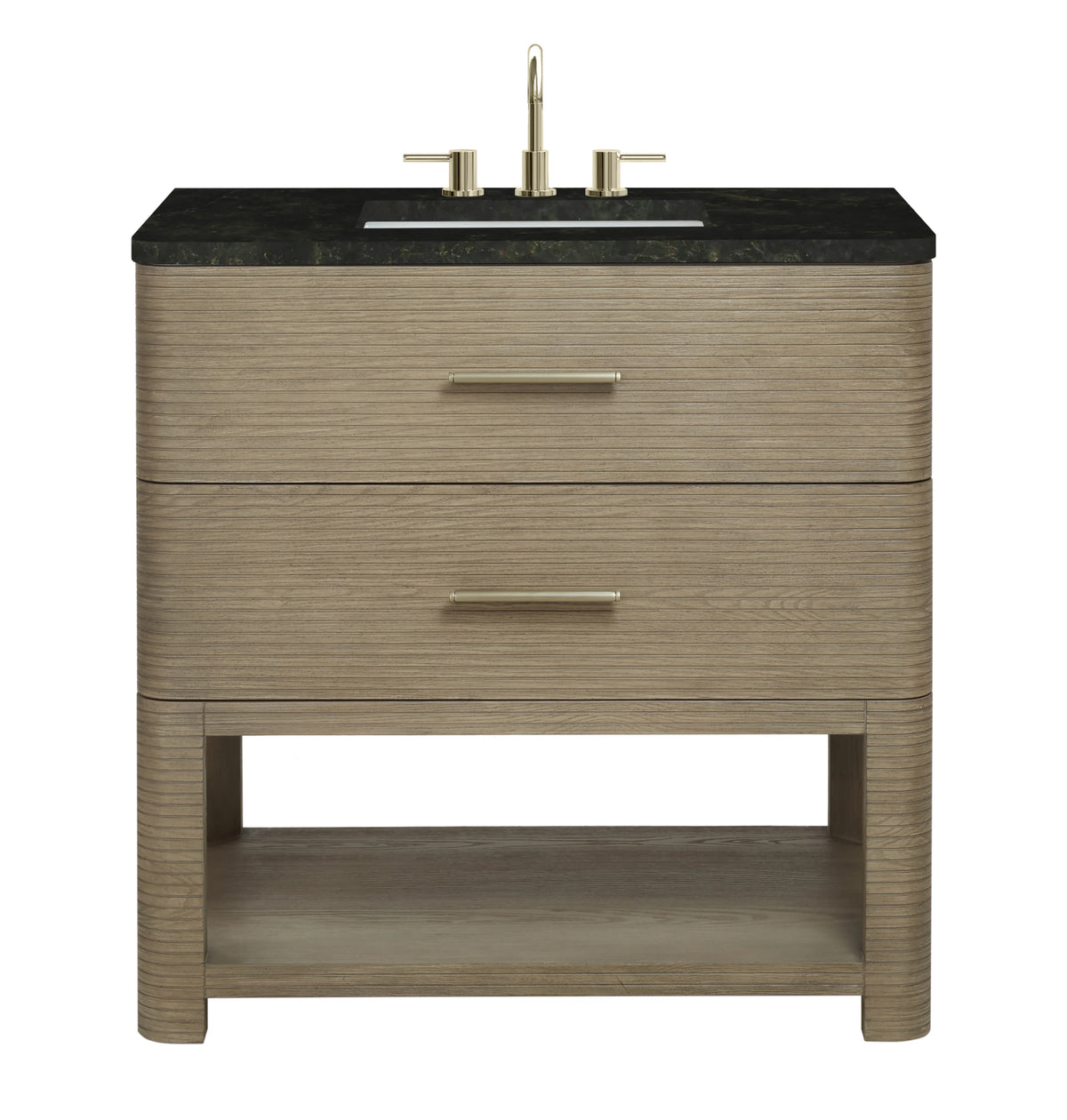Lucian 36" Single Vanity, Pebble Oak, w/ 3 CM Phantome Eclos Widespread Top