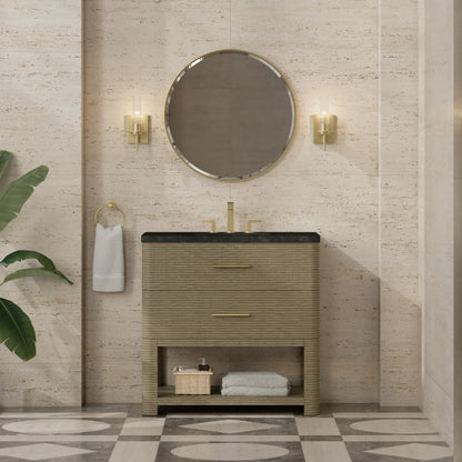 Lucian 36" Single Vanity, Pebble Oak, w/ 3 CM Phantome Eclos Widespread Top, view 2