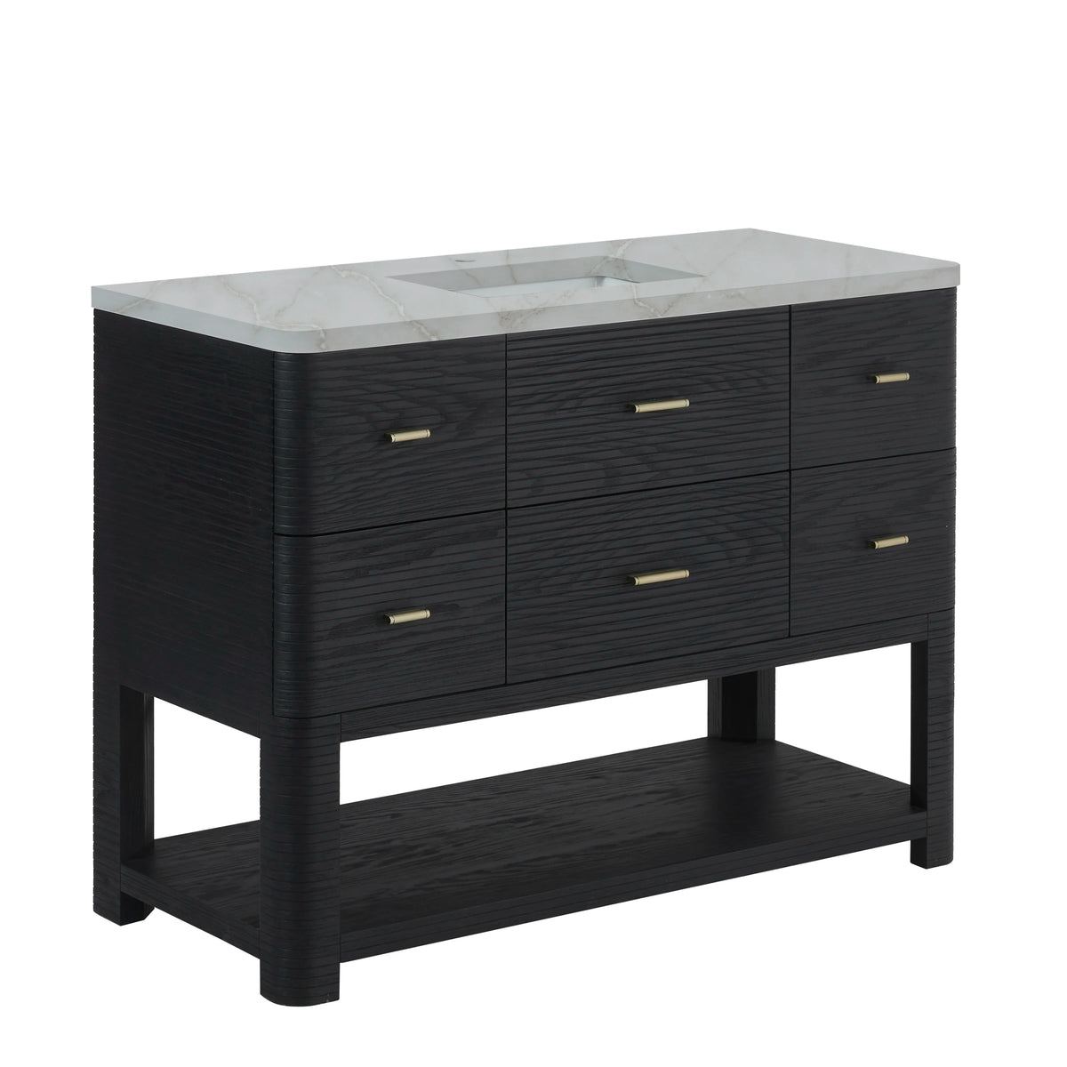 Lucian 48" Single Vanity, Carbon Oak w/ 3 CM Victorian Silver Silestone Top, view 10
