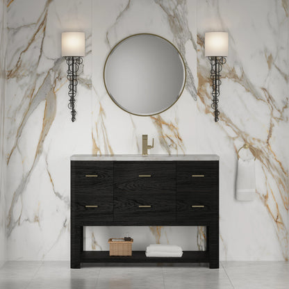 Lucian 48" Single Vanity, Carbon Oak w/ 3 CM Victorian Silver Silestone Top, view 3