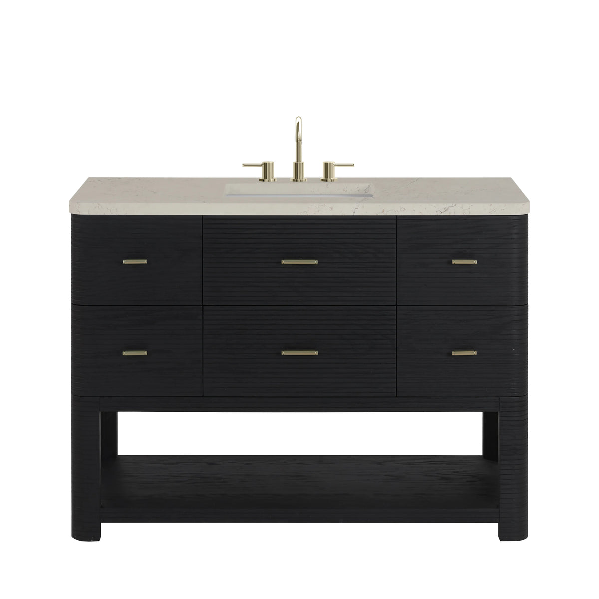 Lucian 48" Single Vanity, Carbon Oak, w/ 3 CM Siberian Silestone Top w/FreePower Wireless Charger