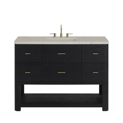 Lucian 48" Single Vanity, Carbon Oak, w/ 3 CM Siberian Silestone Top w/FreePower Wireless Charger