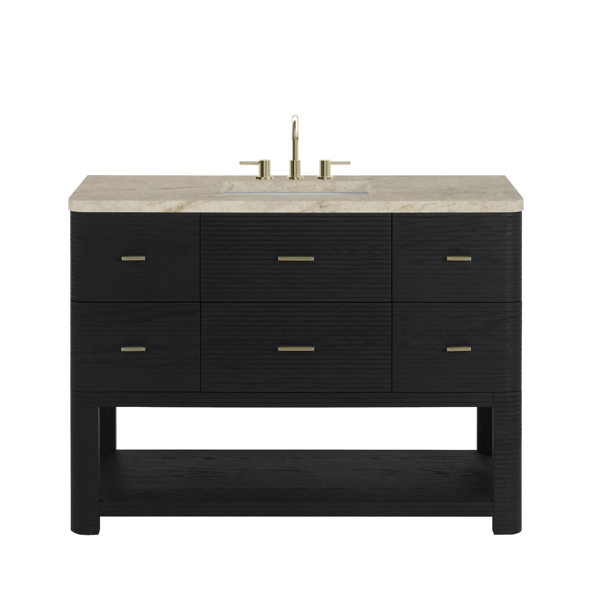 Lucian 48" Single Vanity, Carbon Oak, w/ 3 CM Tajnar Eclos Top w/FreePower Wireless Charger