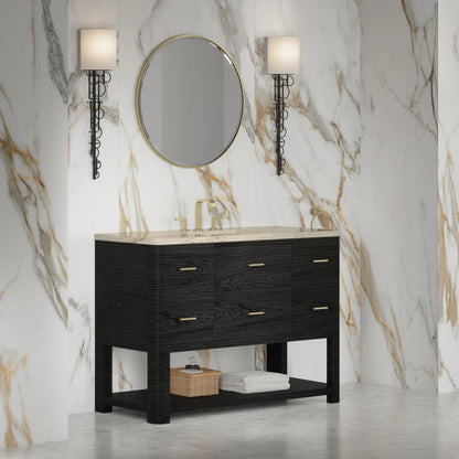 Lucian 48" Single Vanity, Carbon Oak, w/ 3 CM Tajnar Eclos Top w/FreePower Wireless Charger, view 5