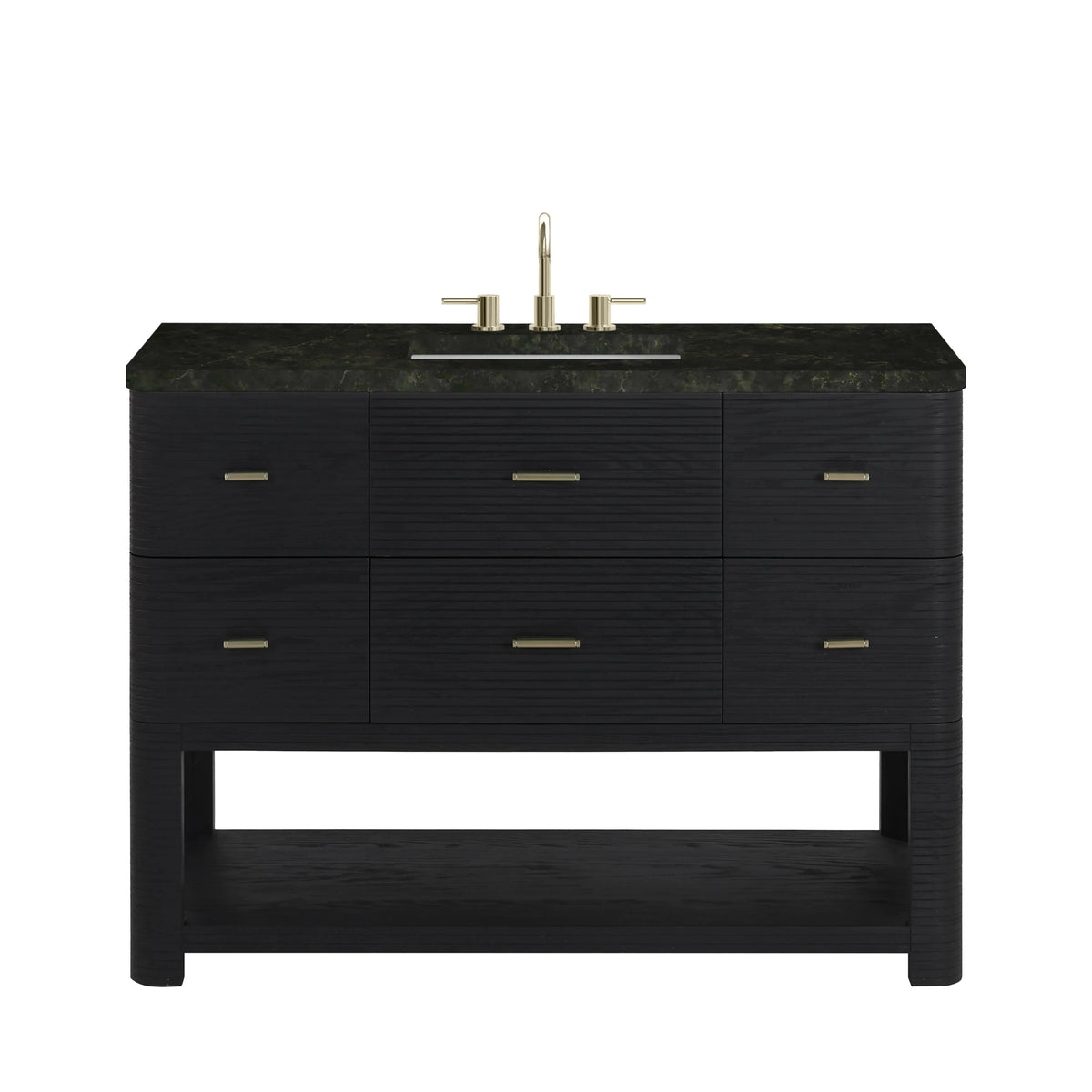 Lucian 48" Single Vanity, Carbon Oak, w/ 3 CM Phantome Eclos Widespread Top