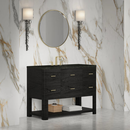 Lucian 48" Single Vanity, Carbon Oak, w/ 3 CM Phantome Eclos Widespread Top, view 3
