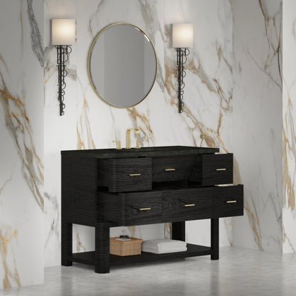 Lucian 48" Single Vanity, Carbon Oak, w/ 3 CM Phantome Eclos Widespread Top, view 4