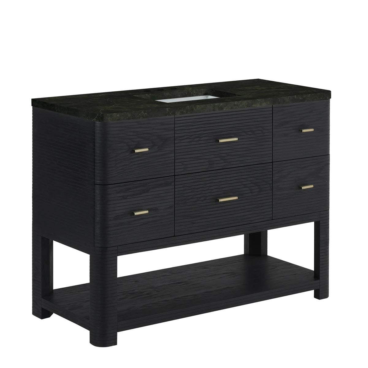 Lucian 48" Single Vanity, Carbon Oak, w/ 3 CM Phantome Eclos Widespread Top, view 6