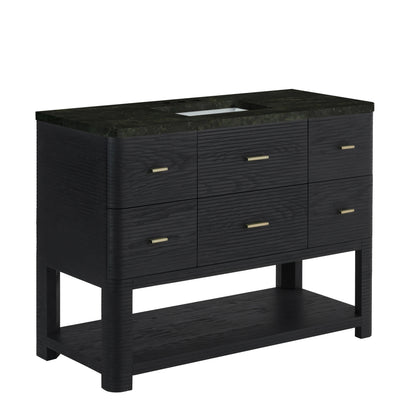 Lucian 48" Single Vanity, Carbon Oak, w/ 3 CM Phantome Eclos Widespread Top, view 6