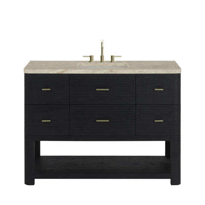 Lucian 48" Single Vanity, Carbon Oak, w/ 3 CM Tajnar Eclos Widespread Top