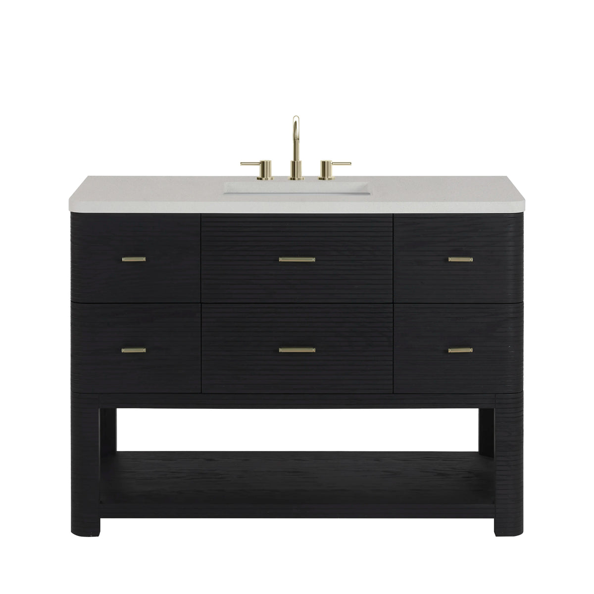 Lucian 48" Single Vanity, Carbon Oak w/ 3 CM White Zeus Silestone Widespread Top