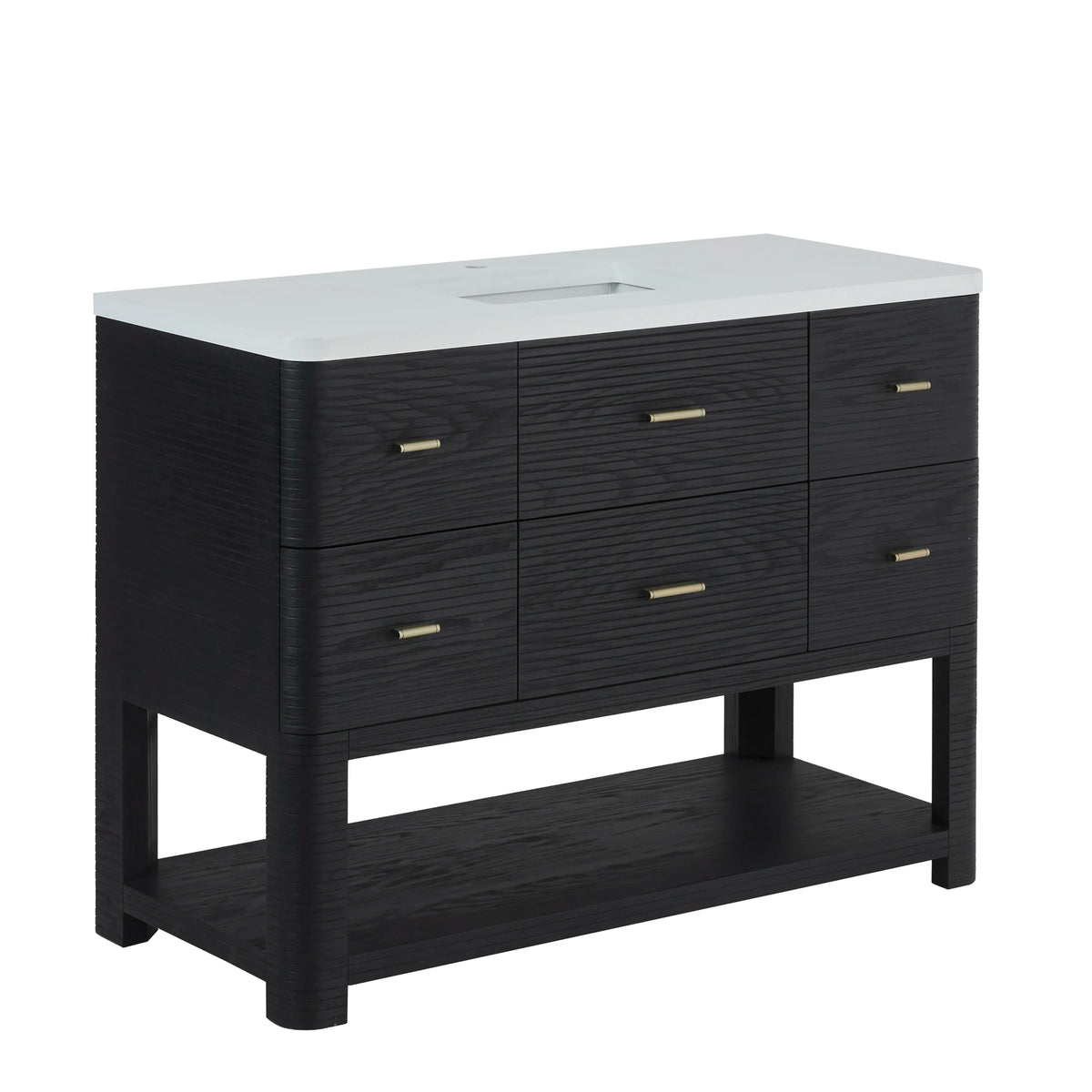 Lucian 48" Single Vanity, Carbon Oak w/ 3 CM White Zeus Silestone Widespread Top, view 12