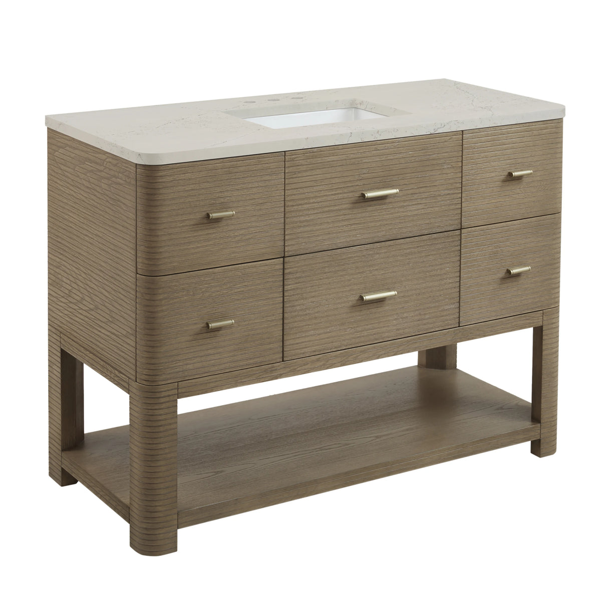 Lucian 48" Single Vanity, Pebble Oak, w/ 3 CM Siberian Silestone Top w/FreePower Wireless Charger, view 8