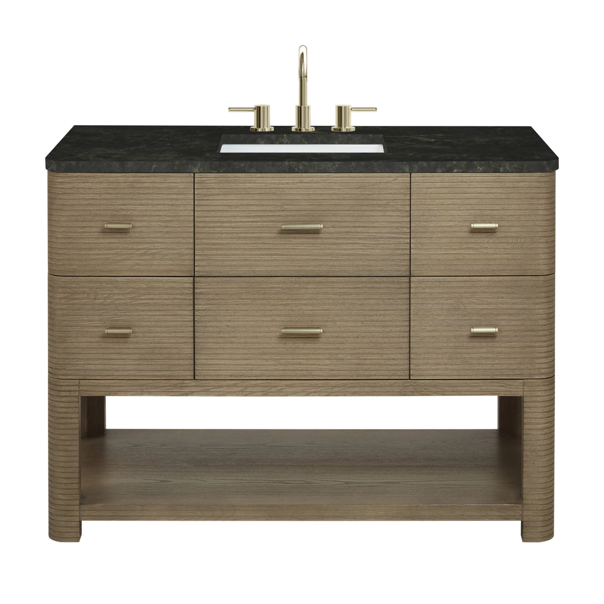 Lucian 48" Single Vanity, Pebble Oak, w/ 3 CM Phantome Eclos Widespread Top