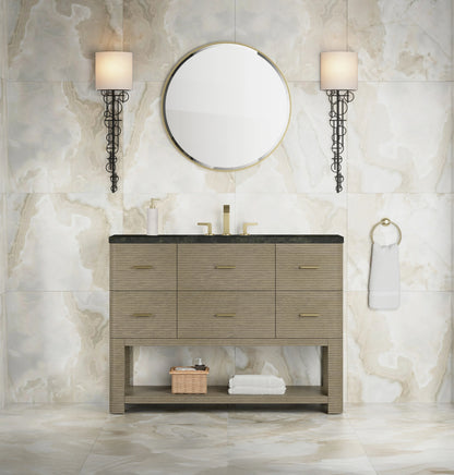 Lucian 48" Single Vanity, Pebble Oak, w/ 3 CM Phantome Eclos Widespread Top, view 2