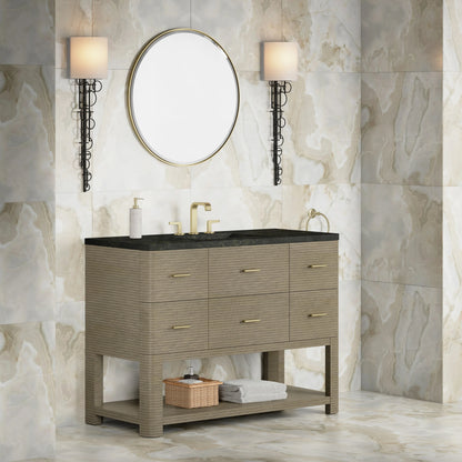 Lucian 48" Single Vanity, Pebble Oak, w/ 3 CM Phantome Eclos Widespread Top, view 3