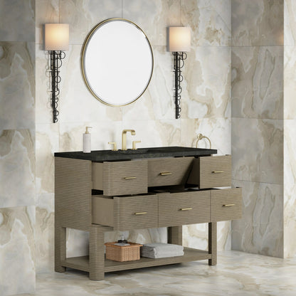 Lucian 48" Single Vanity, Pebble Oak, w/ 3 CM Phantome Eclos Widespread Top, view 4