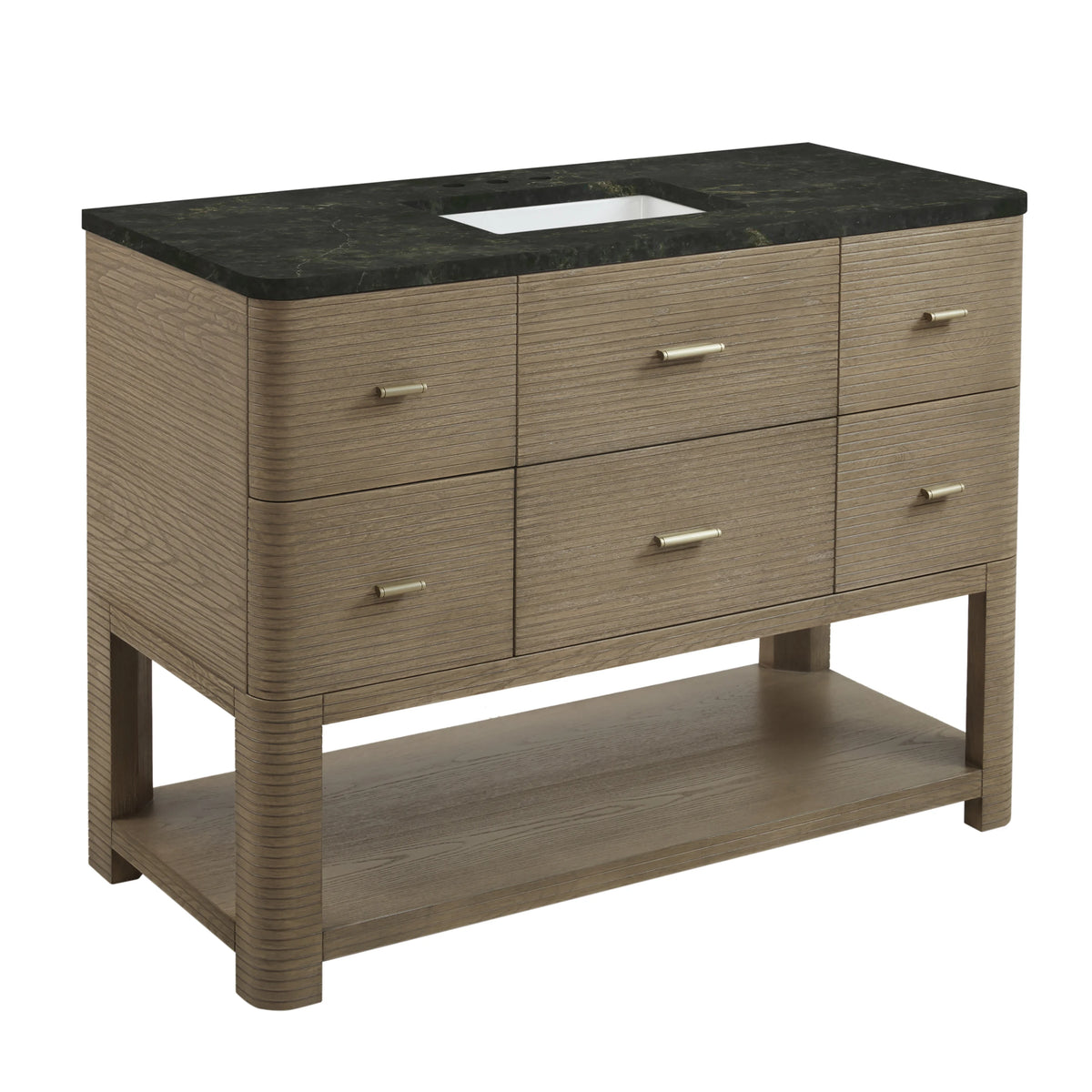 Lucian 48" Single Vanity, Pebble Oak, w/ 3 CM Phantome Eclos Widespread Top, view 6