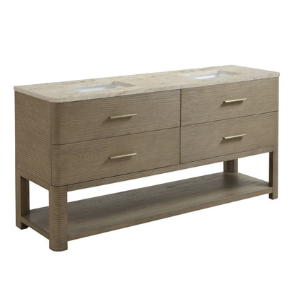 Lucian 72" Double Vanity, Pebble Oak, w/ 3 CM Tajnar Eclos Top w/FreePower Wireless Charger, view 7