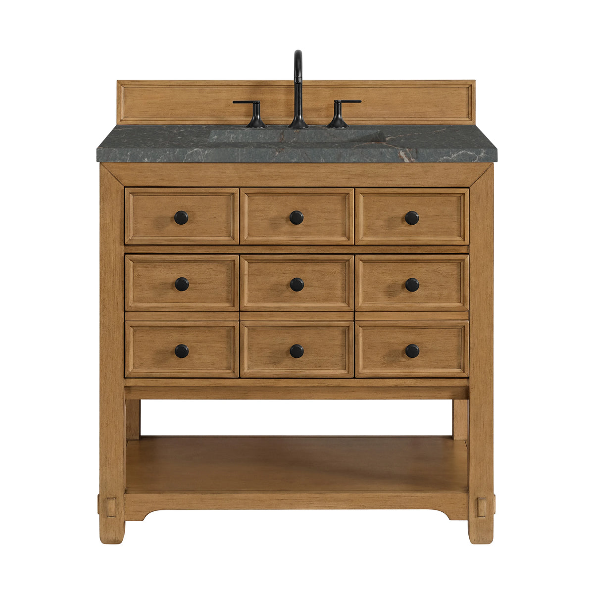Malibu 36" Single Vanity, Amber Birch w/ 3 CM Parisien Bleu Top