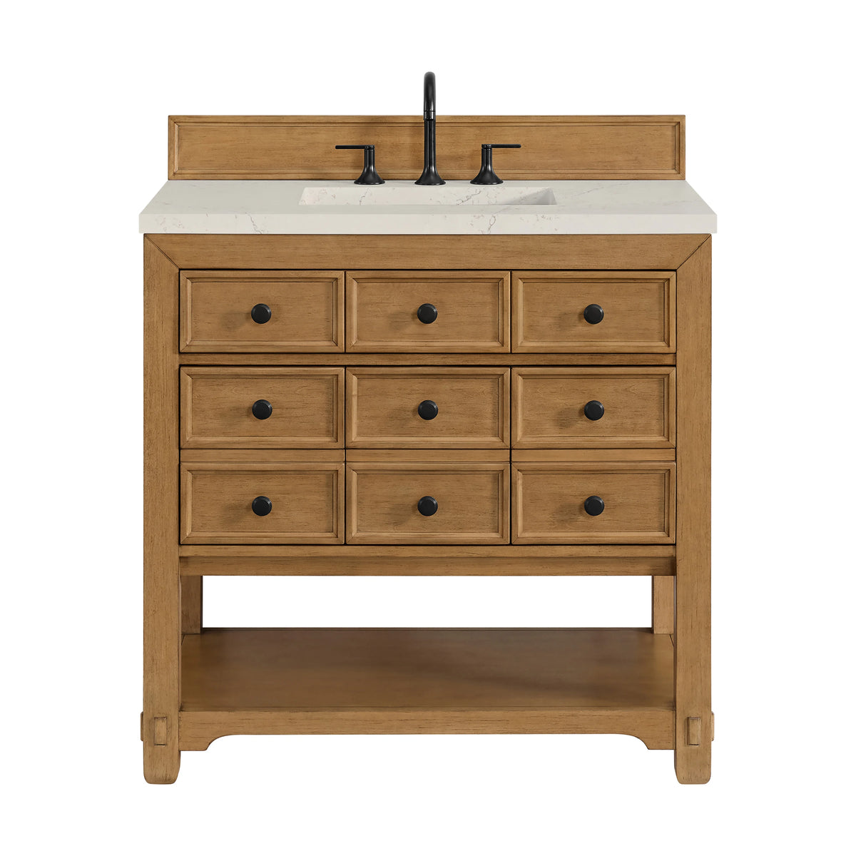 Malibu 36" Single Vanity, Amber Birch, w/ 3 CM Siberian Silestone Top