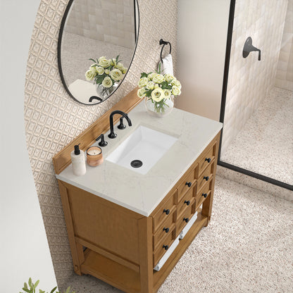 Malibu 36" Single Vanity, Amber Birch, w/ 3 CM Siberian Silestone Top, view 7
