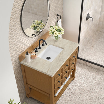 Malibu 36" Single Vanity, Amber Birch, w/ 3 CM Tajnar Eclos Top, view 7