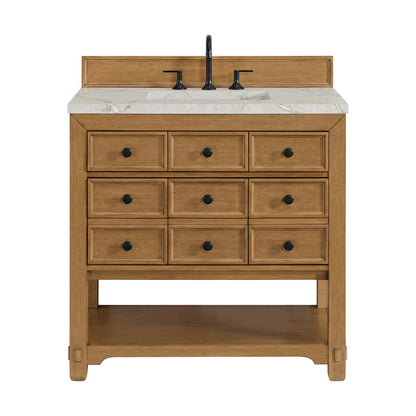 Malibu 36" Single Vanity, Amber Birch w/ 3 CM Victorian Silver Top