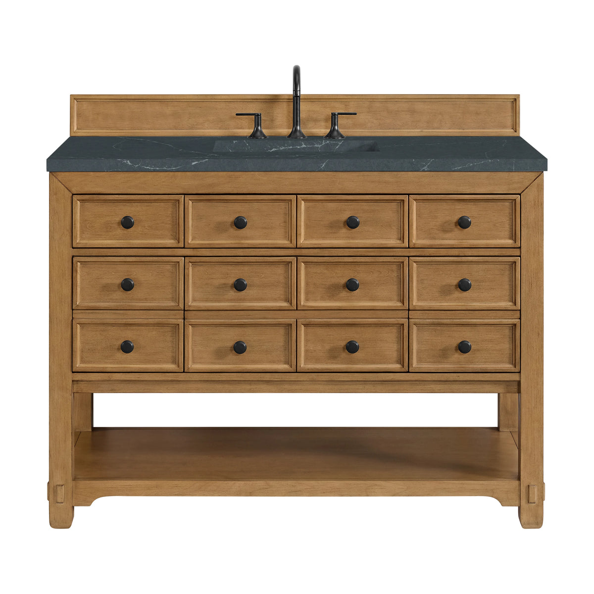 Malibu 48" Single Vanity, Amber Birch w/ 3 CM Charcoal Soapstone Silestone Top