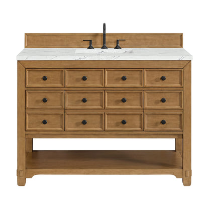 Malibu 48" Single Vanity, Amber Birch w/ 3 CM Ethereal Noctis Silestone Top w/ FreePower Wireless Charger
