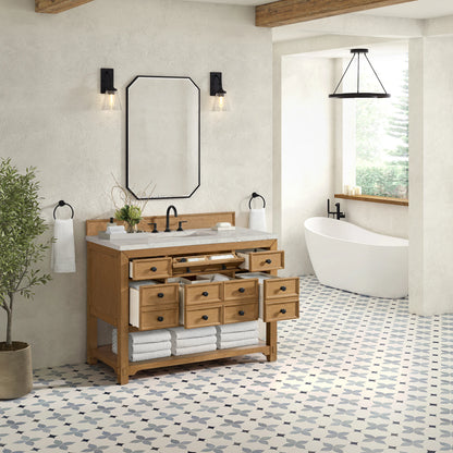Malibu 48" Single Vanity, Amber Birch w/ 3 CM Victorian Silver Silestone Top w/ FreePower Wireless Charger, view 7