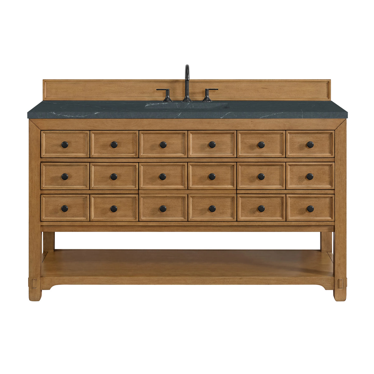 Malibu 60" Single Vanity, Amber Birch w/ 3 CM Charcoal Soapstone Top