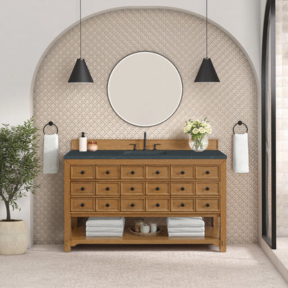 Malibu 60" Single Vanity, Amber Birch w/ 3 CM Charcoal Soapstone Top, view 3