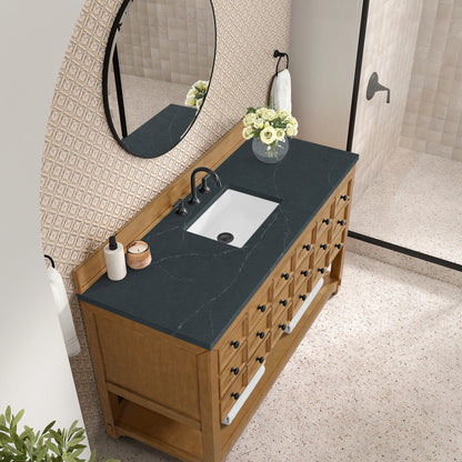 Malibu 60" Single Vanity, Amber Birch w/ 3 CM Charcoal Soapstone Top, view 7