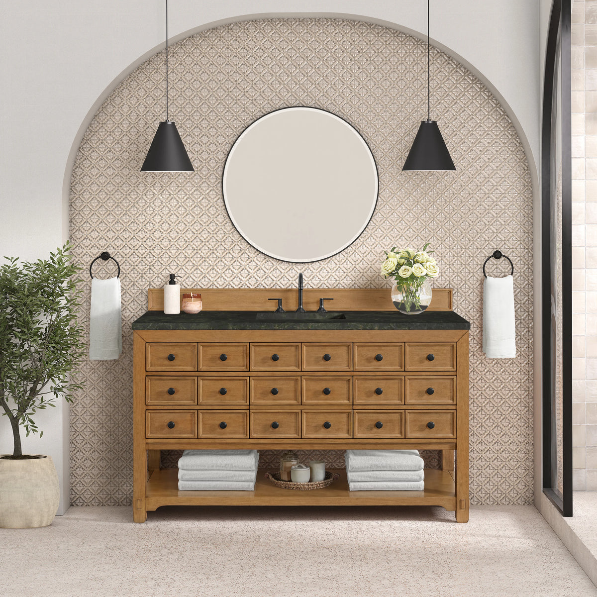 Malibu 60" Single Vanity, Amber Birch, w/ 3 CM Phantome Eclos Top, view 3