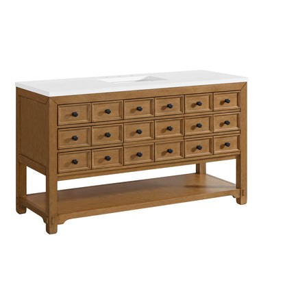 Malibu 60" Single Vanity, Amber Birch w/ 3 CM White Zeus Top, view 5