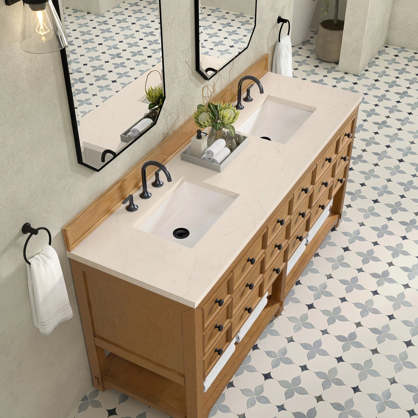 Renovate for Less Atlanta Malibu 72" Double Vanity, Amber Birch w/ 3 CM Eternal Marfil Top, view 7