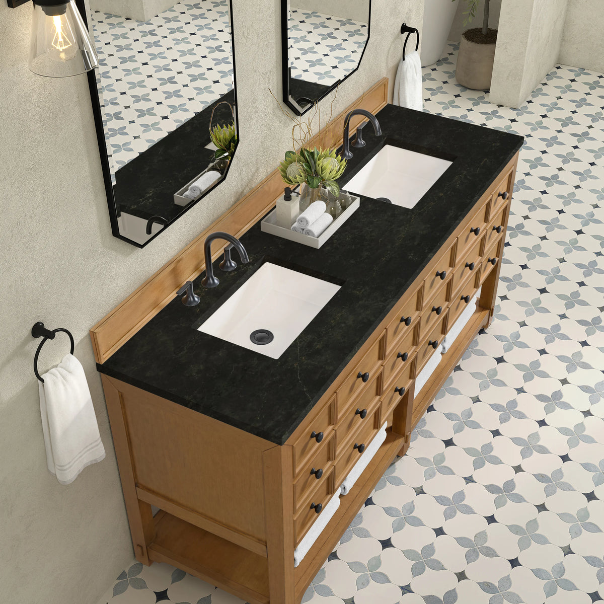 Malibu 72" Double Vanity, Amber Birch, w/ 3 CM Phantome Eclos Top, view 7