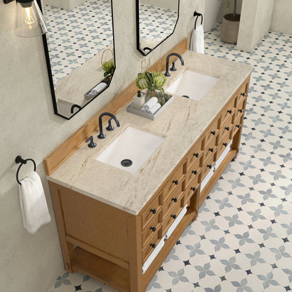 Malibu 72" Double Vanity, Amber Birch, w/ 3 CM Tajnar Eclos Top, view 7