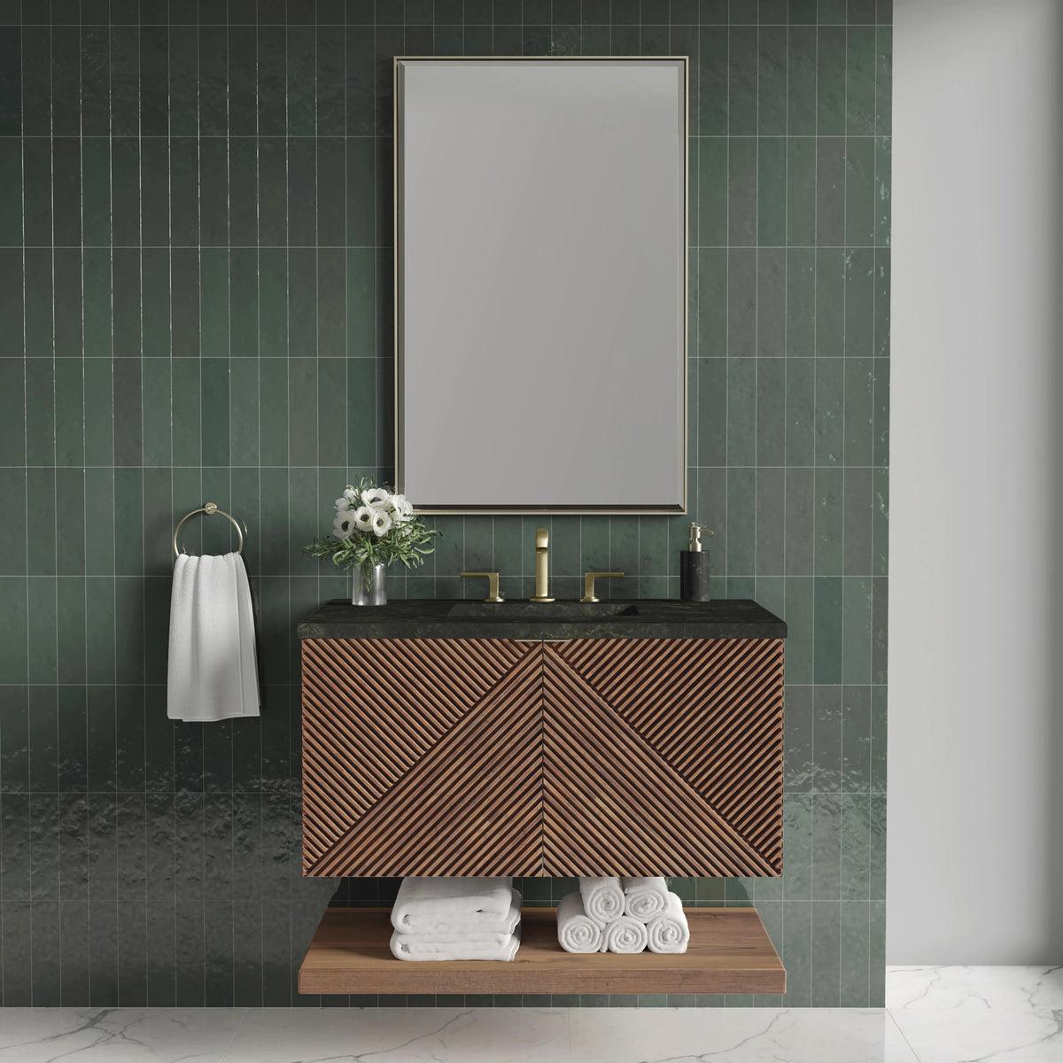 Marcello 36" Single Vanity, Chestnut, w/ 3 CM Phantome Eclos Top, view 2