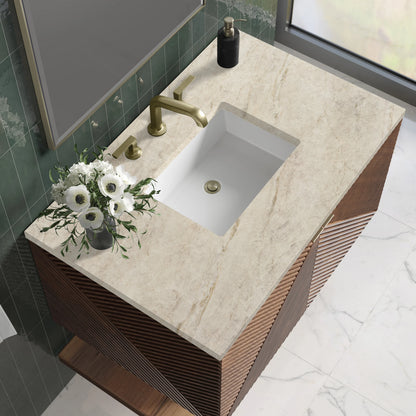 Marcello 36" Single Vanity, Chestnut, w/ 3 CM Tajnar Eclos Top, view 4