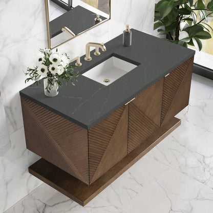 Marcello 48" Single Vanity, Chestnut w/ 3 CM Charcoal Soapstone Silestone Top, view 7