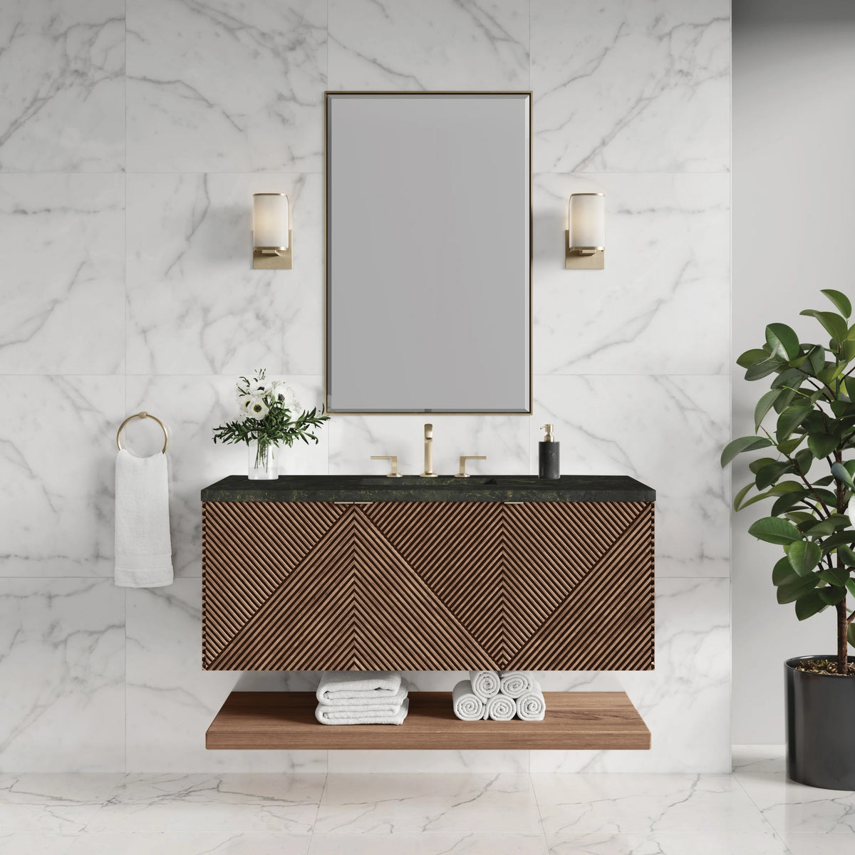 Marcello 48" Single Vanity, Chestnut, w/ 3 CM Phantome Eclos Top, view 3