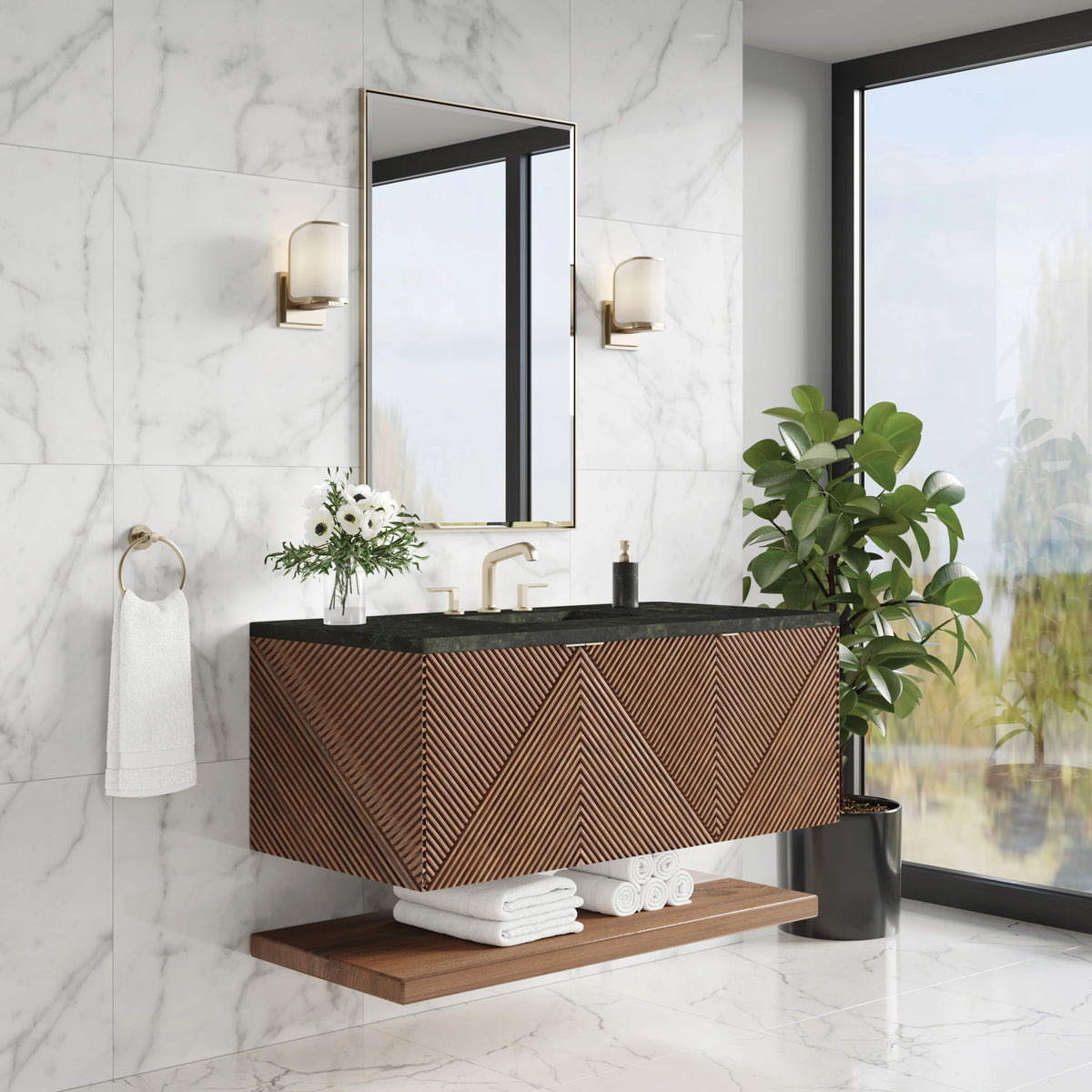 Marcello 48" Single Vanity, Chestnut, w/ 3 CM Phantome Eclos Top, view 4
