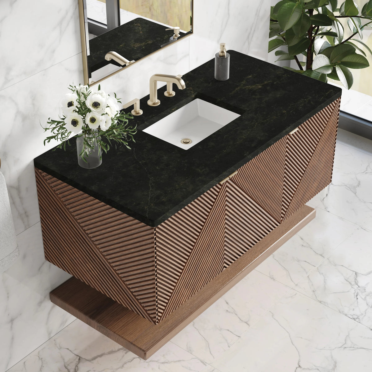 Marcello 48" Single Vanity, Chestnut, w/ 3 CM Phantome Eclos Top, view 6