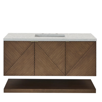 Marcello 48" Single Vanity, Chestnut w/ 3 CM Eternal Jasmine Pearl Silestone Top w/ FreePower Wireless Charger