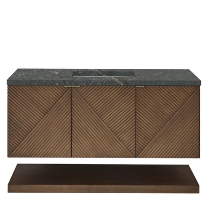 Marcello 48" Single Vanity, Chestnut w/ 3 CM Parisien Bleu Silestone Top w/ FreePower Wireless Charger