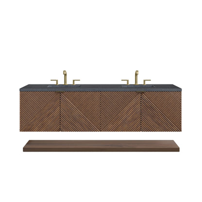 Marcello 72" Double Vanity, Chestnut w/ 3 CM Charcoal Soapstone Top, view 2