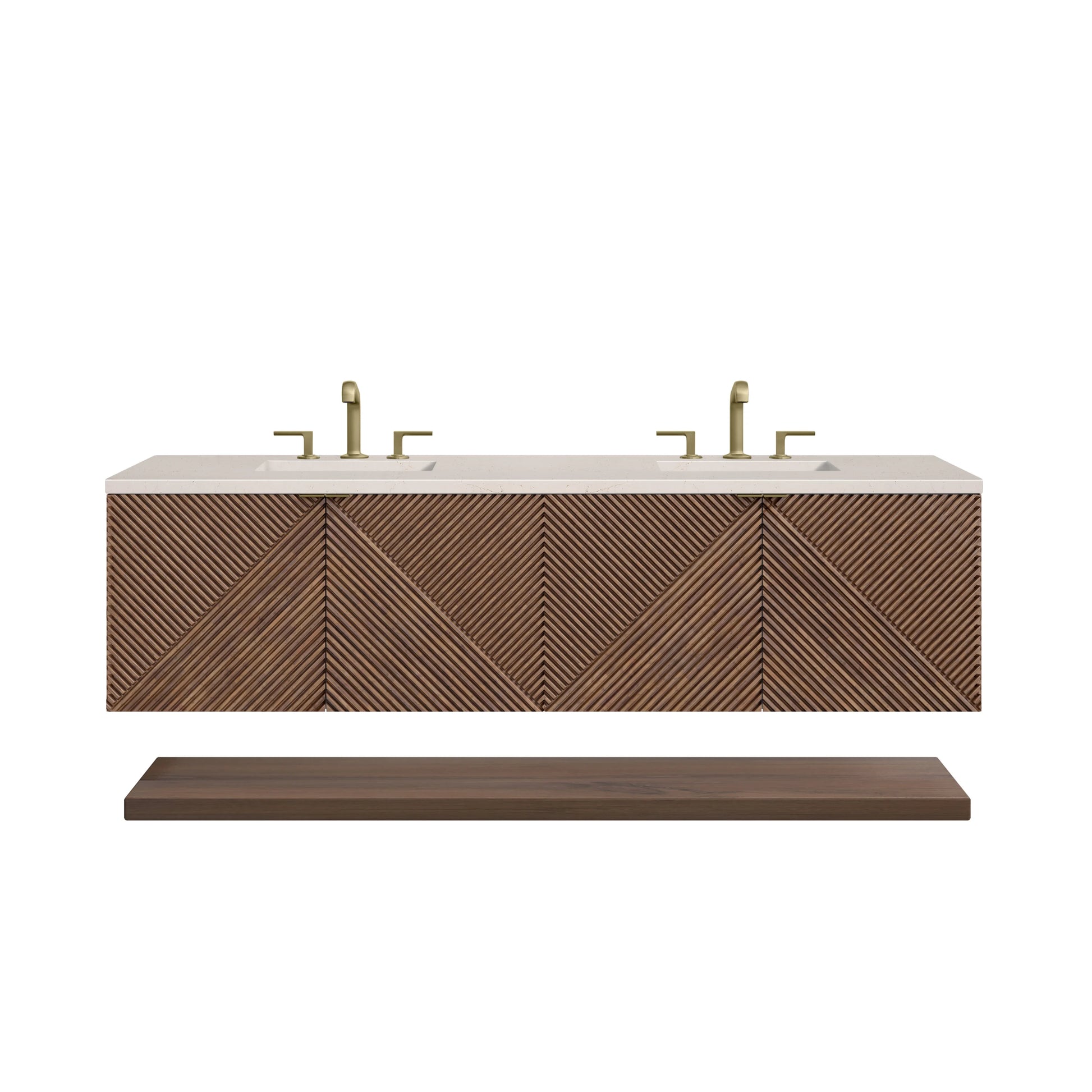 Renovate for Less Atlanta Marcello 72" Double Vanity, Chestnut w/ 3 CM Eternal Marfil Top, view 2